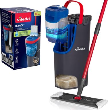 Vileda H2PrO Floor Wiper | 100% Separation of Clean and Dirty Water | Water-Saving Design | One-Hand Operation | Compact Storage | Ergonomic Handle | Microfiber | Eco-Packaging