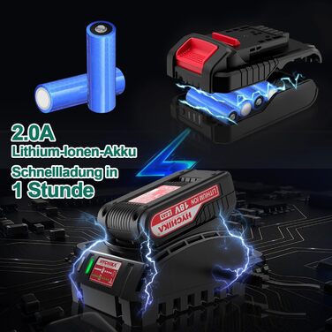 Акумуляторний шурупокрут HYCHIKA 18V, 45 Nm, 2.0 Ah, 27 предметів, 21+3 ступені, 2 швидкості, для свердління та закручування