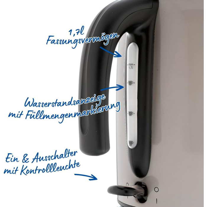 Електричний чайник Russell Hobbs Colours Plus Mokka 1.7л з нержавіючою статтю, 2400W, з фільтром від накипу та індикатором рівня води