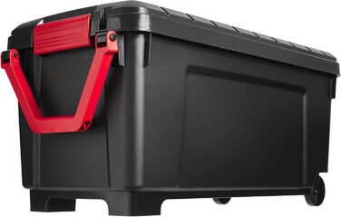 Iris Ohyama Large Plastic Storage Box, 170 L Garage Storage Box, BPA-Free, SIA-1000, Black, Stackable, Clasp Fasteners – B104 x T50 x H50 cm