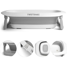 Twistshake Non-Slip Baby Bath Cushion for Newborns | Soft and Foldable Shower Cushions for Toddlers | Floating Air Cushion for Baby Bathing | 0 Months+ | Pastel Grey (Baby Bathtub)