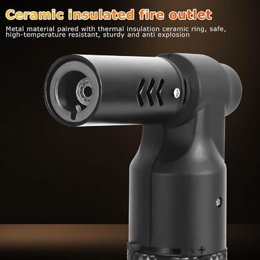 Заправляне бутанове запальничка Jet, регульоване полум'я, ветростійке, кухонний пальник, подарунок для чоловіків, гриль, кемпінг, кухня (бутан-газ не входить) Чорний