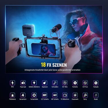 NEEWER BL60C LED-панель для відеозйомки: RGB, 8W, 2700K-7500K, портативна, з акумулятором 4000mAh, метал, CRI 97