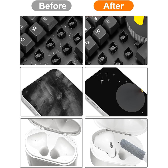 Набір для чищення клавіатури та екрану 20 в 1: очищувач екрану, щітка для клавіатури, для ноутбука, планшета, комп'ютера, монітора, камери (чорний)