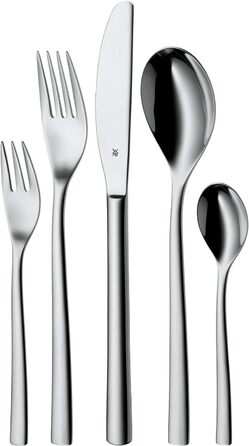 WMF Palermo Cutlery Set, 12 Place Settings, 60-Piece Dinner Set, Monobloc Knives, Cromargan Stainless Steel Polished, Shiny, Dishwasher Safe