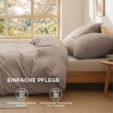 BEDSURE Комплект постільної білизни 135x200, бавовна, 4 частини - сірий колір, комплект з 2 наволочок 80x80 см, сертифікат Oeko-Tex, застібка-блискавка