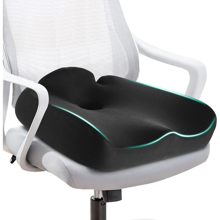 Подушка для сидіння з піни Memory Foam SKYNY для офісного крісла, авто, інвалідного візка - велика, знімний нековзкий чохол, комфорт на весь день
