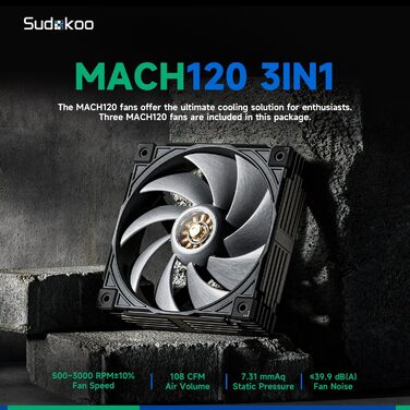 Система охолодження CPU Sudokoo SK700V для AM5: кулер з вентилятором 120 мм, цифровим дисплеєм та 6 heatpipes для AM5. Кулер з вентилятором 120 мм та одною баштою, повітряне охолодження з вільним доступом до RAM, 5 років гарантії (SK700V Чорний + MACH120 