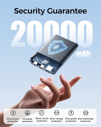 Портативний зарядний пристрій Power Bank 20000mAh з LED дисплеєм, USB-C, PD 3.0, QC 3.0, чорний
