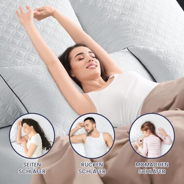 BedStory Pillowcases, 80x80cm, 2-Pack, Breathable Neck Pillows made of 2x1500g Microfiber, Washable Bed Pillows, Ideal for Deep and Relaxing Sleep, Öko-Tex Certified 2.0 White Black 80x80
