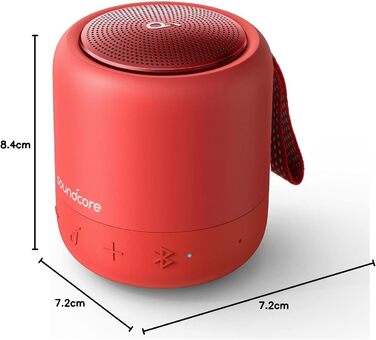 Портативна Bluetooth колонка soundcore Anker Mini 3 з BassUp, PartyCast, USB-C, IPX7 захист, червона