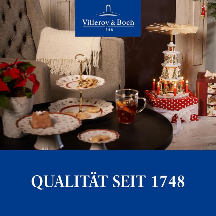 Villeroy & Boch Toy's Delight – міні етажерка для різдвяних солодощів, керамічна підставка для десертів, новорічний декор, преміум порцеляна, ідеально для буфету та подарунка