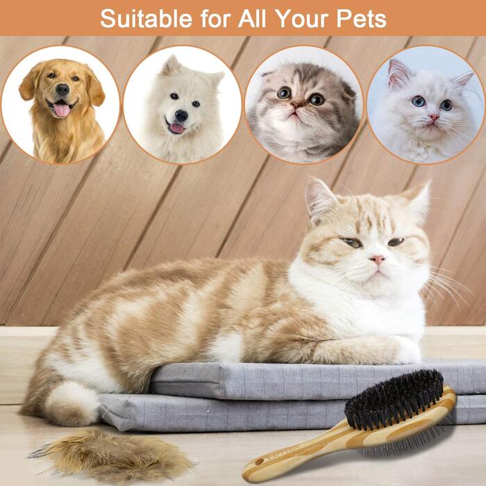 Щітка для котів та собак MELLIEX, щетина кабана та ігольчаста щітка, подвійна щітка для догляду за домашніми тваринами, гребінець для собак та котів з короткою та довгою шерстю