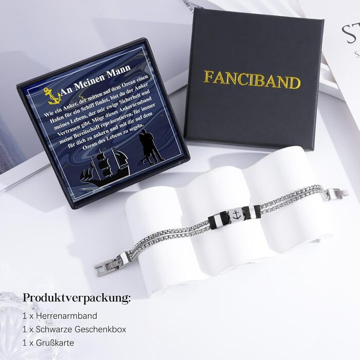 Браслет для чоловіків FANCIBAND з нержавіючої сталі 316L з гравіюванням