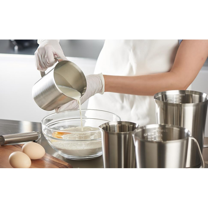 Stainless Steel Measuring Cup 1L Stainless Steel Measuring Jug with Measuring Units & Handle Metal Pitcher Dishwasher-Safe Milk Frothing Cup Measuring Cup, …