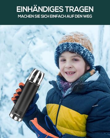 Термотермос, термофляга з нержавіючої сталі, 750 мл, 500 мл, 350 мл, подвійні стінки, без BPA, для газованої води, ізольована пляшка для спорту та відпочинку на природі, чорний колір
