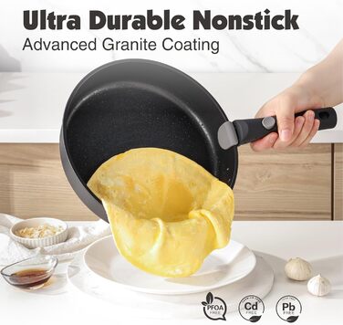 Набір посуду SENSARTE 24 частини з антипригарним покриттям, для всіх плит, сумісний з духовкою, миється в посудомийній машині, без PFAS, PTFE, PFOA, PFOS (Чорний)