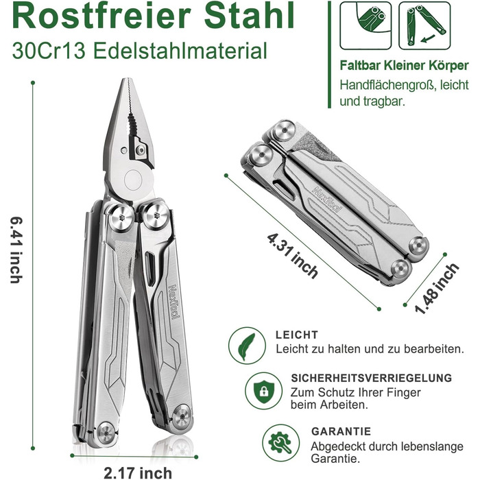 Мультитул NexTool Muiltool 19 в 1: мультифункціональний інструмент з плоскогубцями, ножем, викрутками, ножицями, сталь, для кемпінгу, подарунок для чоловіків