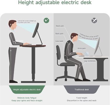 Електричний стіл Dripex з регулюванням висоти, 160x75x(71-117) см, для home office, горіх+чорний