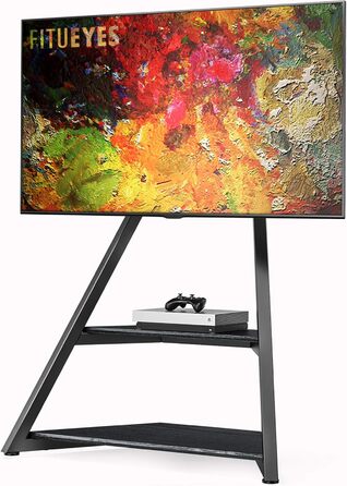 FITUEYES Rolling TV Stand - Mobile TV Stand with Wheels for 43-75 inch Flat & Curved TVs - Height Adjustable, Swivel, Tilt, Eiffel Series Black