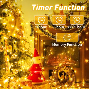 Гірлянда святкова на ялинку, для декору приміщень та вулиці - 80м, 800 LED, з пультом, таймером, вологостійка, 8 режимів, тепле біле світло, для вечірки, саду, декору на Новий Рік