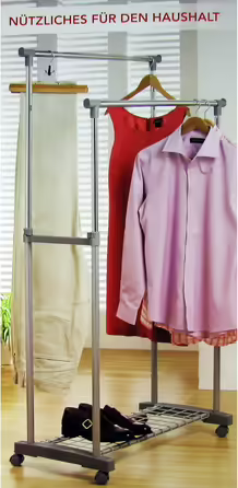 Zeller 17151 Rolling Garment Rack, 2-piece, approx. 83 x 43 x 93.5-170 cm