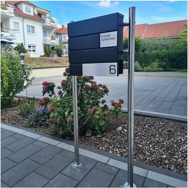 Поштова скринька Metzler G антрацит RAL 7016, з гравіюванням та табличкою з нержавіючої сталі, настінний монтаж, 37x37x10.5 см