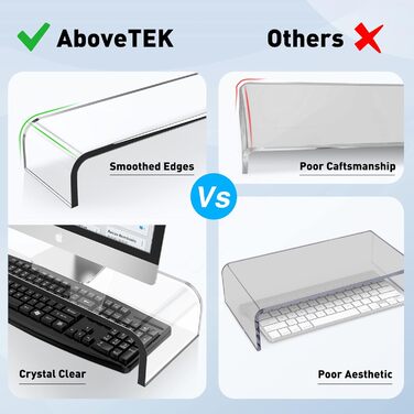 Підставка для монітора AboveTEK, акрилова, прозора, для комп'ютера, ноутбука, телевізора, принтера, ергономічна підставка-органайзер для офісу, розмір 52×20×9 см