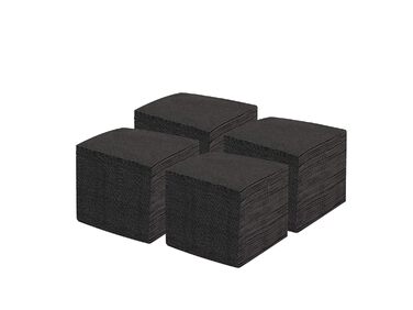 HostelNovo - Set of 4 Napkin Rings with 200 Cocktail Napkins 10x10 cm - Napkin Holders made of Robust Stainless Steel - Black Napkins, Disposable Paper
