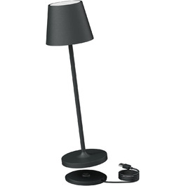 LED акумуляторна настільна лампа K-Bright диммер | для дому та вулиці | тепле світло | з USB зарядкою | антрацит