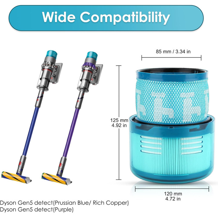 Фільтр для пилососа Dyson V15 Detect Complete, V15 Animal, V11 SV14 (3 шт.) - миючий, багаторазовий, арт. 970013-02