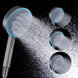 JINYOMFLY LED Shower Head with Lights, Shower Head with LED Lighting, 15CM Shower Head Color Changing, 3 Shower Modes Shower Light, Shower Head Light with Liquid Silicone Nozzle