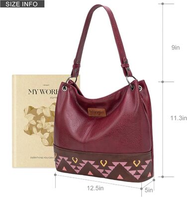 Сумка жіноча Wrangler Hobo з екошкіри, верхня ручка, крос-боді (Western Burgundy)