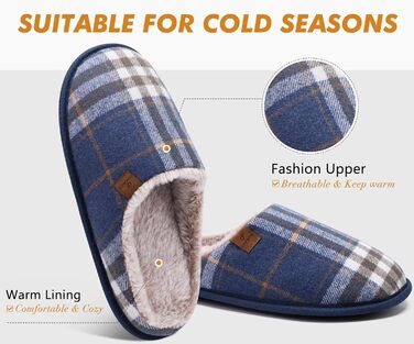 Чоловічі домашні тапочки COFACE з піною, що повертається, теплі вовняні тапочки, м'які та пухнасті, з антиковзною гумовою підошвою, розмір 40-49 (48 EU, блакитні)