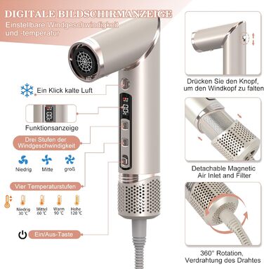 Мультистайлер для волосся AirStyler 1600W з 110000 RPM мотором: фен, плойка, насадки для укладки, дифузор, щітка