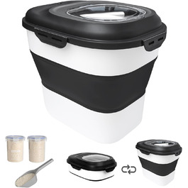 Контейнер для зберігання рису, складний, з колесами, герметичний, з мірним стаканчиком та лопаткою, для рису, кормів, борошна, темно-зелений/9-13,6 кг (чорний/9-22,7 кг)