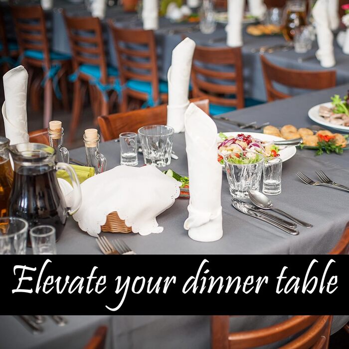 Perlli Kitchen Cloth Napkins, 12 Pieces, 45.7x45.7 cm, Cotton Blend Fabric, Soft Fabric with Hemmed Edges, White Dinner Napkins, Washable, Reusable, Table Decoration, White