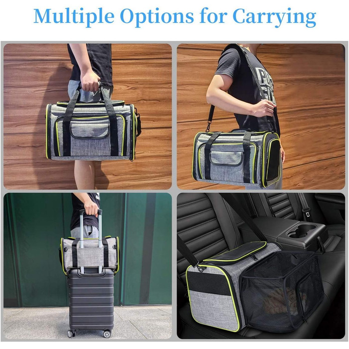 Транспортна переноска для котів та собак, складана переноска для тварин з плечовим ременем, сірого кольору