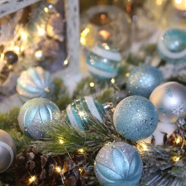 Декоративна куля на ялинку Sea Team з малюнком та блискітками, блакитна (60 мм)