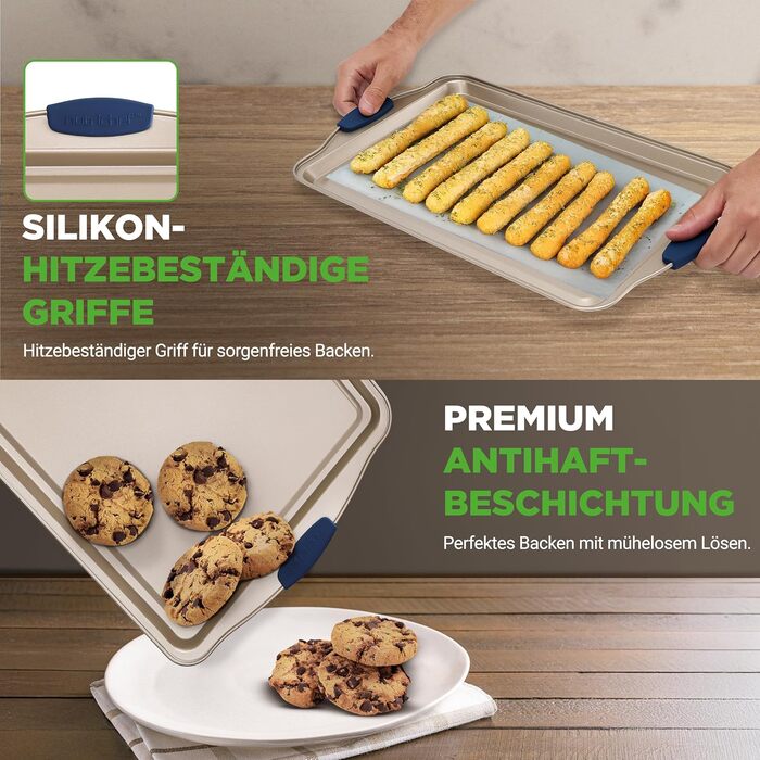 Набір форм для випічки NutriChef 6 шт. – дека для випічки, форма для мафінів, кексова форма з антипригарним покриттям, термостійка до 230°C, складна з силіконовими ручками з вуглецевої сталі – ідеально підходить для тортів, хліба та мафінів