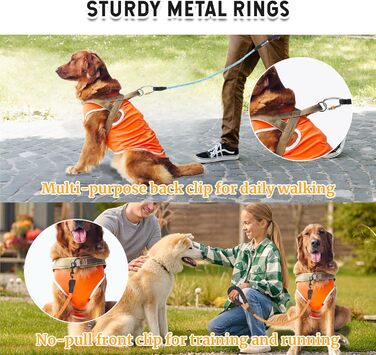 Шлейка для собак, анти-тяга, світловідбиваюча, для середніх та великих собак, регульована, м'яка, дихаюча, для прогулянок та бігу (L), Style2-M