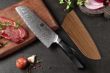 Ніж кухарський XINZUO Damaststahl Kiritsuke 21.5 см, професійний, з ручкою G10 та магнітною піхвою, серія Feng