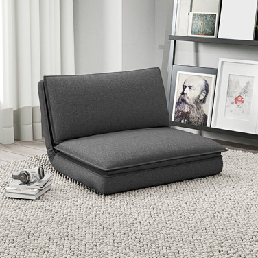 HOMCOM 4-in-1 Floor Sofa, Convertible Sofa Bed with Linen Look, Upholstered with a Load Capacity of up to 150 kg for Bedrooms, Living Rooms, Dark Grey | Aosom