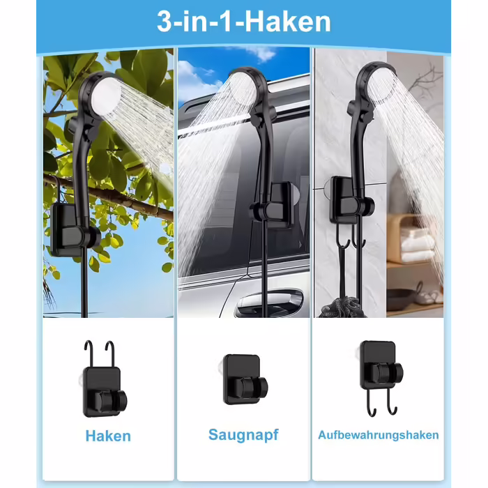 WADEO Portable Camping Shower Battery with Pump and Shower Bucket, Camping Shower with Rechargeable Battery, Mobile Shower Outdoor Showers with Shower Head, for Camping Trips, Garden, Hiking, Car Washing (Black, with 20L Container)