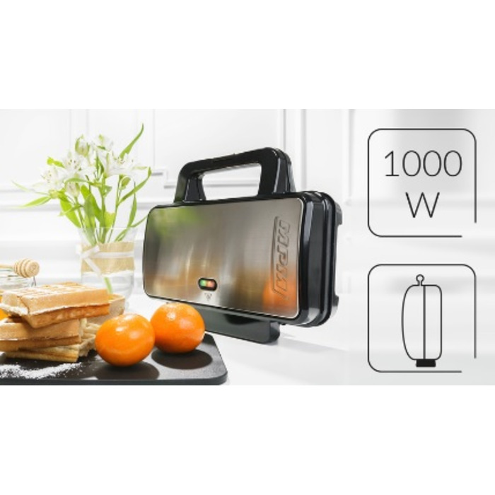Вафельниця MPM MGO-20M 1000 Вт, сріблястий/сірий