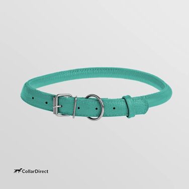 Шкіряний ошийник для собак CollarDirect, круглий, м'який, з роллом, ручної роботи, справжня шкіра, для цуценят, котів, малих та великих собак, рожевий, червоний, фіолетовий, блакитний (м'ятний, 15-18 см)