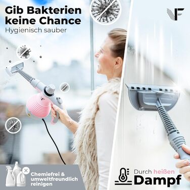 Neighbour's Friend® Handheld Steamer in Pink – Powerful Handheld Steamer | Steam Duck with 350ml Tank, Steam Regulation & Attachments for Household, Windows, Upholstery & More