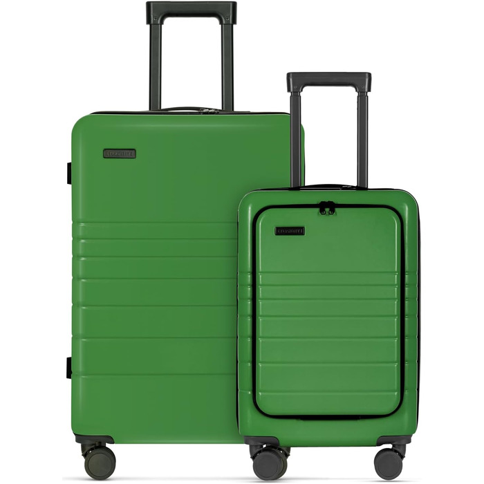 Чемодан ETERNITIVE з ABS пластику, Rollkoffer, Reisetrolley, валіза на колесах з подвійними колесами 360°, валізка з TSA-замком, ручна поклажа (S) (Set - 2tlg (S + M), Зелений)
