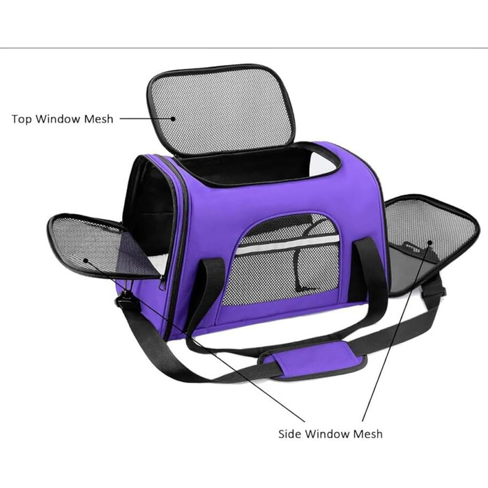 Транспортна сумка для котів та собак, розширювана, переноска для тварин, 43x28x25 см, фіолетовий колір