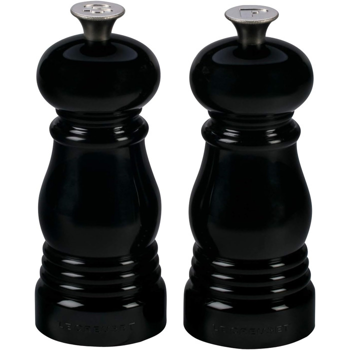 Набір для спецій Le Creuset Kleines Mühlenset: солянка та перечниця, ABS-пластик, 5x5x12.1 см, керамічний млин, чорний, 96002500140000, блискучий чорний